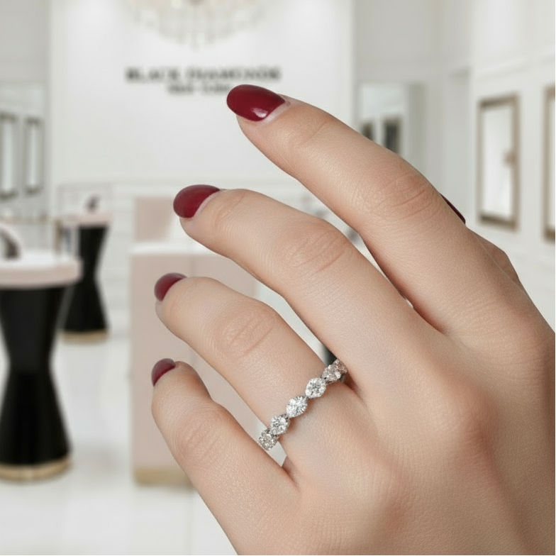 Eternity Pear Cut Diamond Wedding Band Ring-Black Diamonds New York