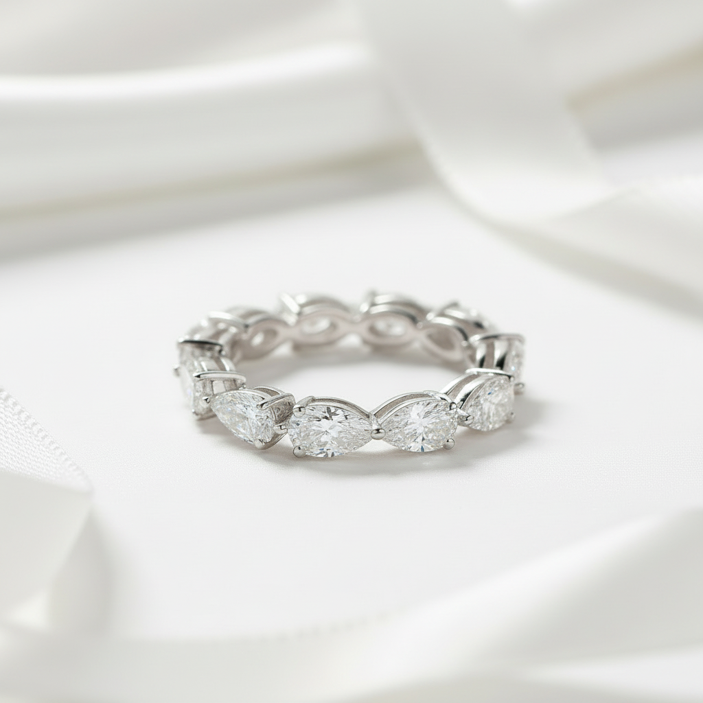 Eternity Pear Cut Diamond Wedding Band Ring-Black Diamonds New York