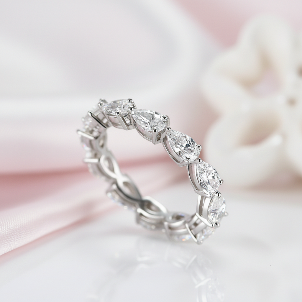 Eternity Pear Cut Diamond Wedding Band Ring-Black Diamonds New York