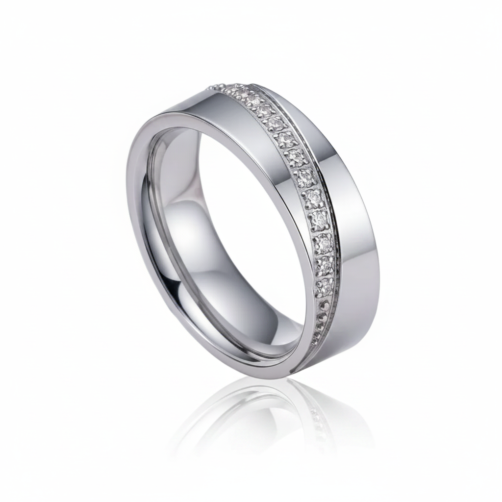 Eternity Diamond Option Men's Titanium Wedding Band-Black Diamonds New York