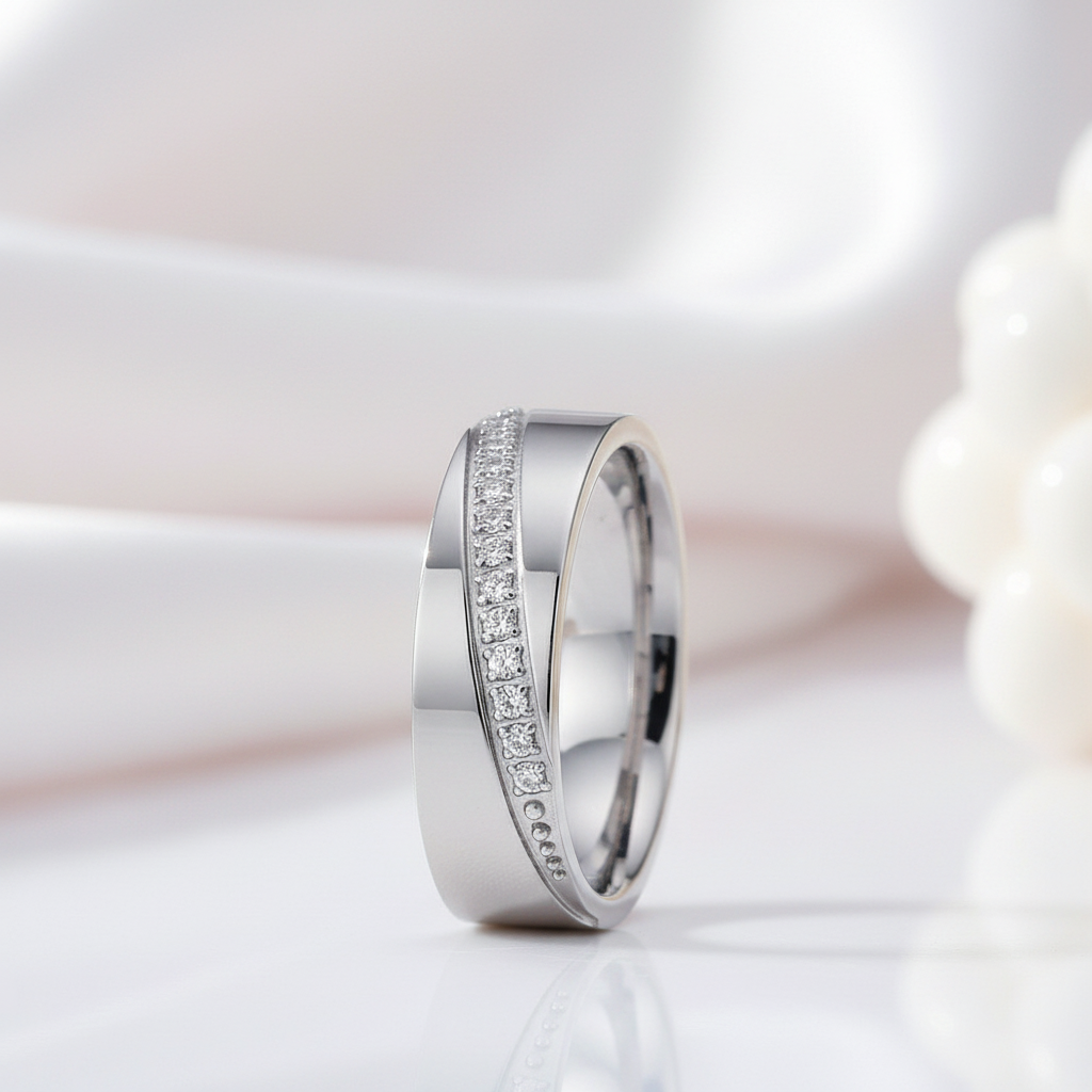 Eternity Diamond Option Men's Titanium Wedding Band-Black Diamonds New York