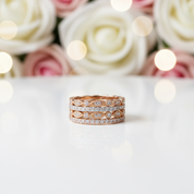 Eternity Three Tone 4PC Stackable Wedding Band Set-Black Diamonds New York