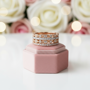 Eternity Three Tone 4PC Stackable Wedding Band Set-Black Diamonds New York