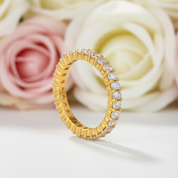 Eternity Yellow Gold Oval Cut Wedding Ring Band-Black Diamonds New York