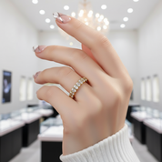 Eternity Yellow Gold Oval Cut Wedding Ring Band-Black Diamonds New York