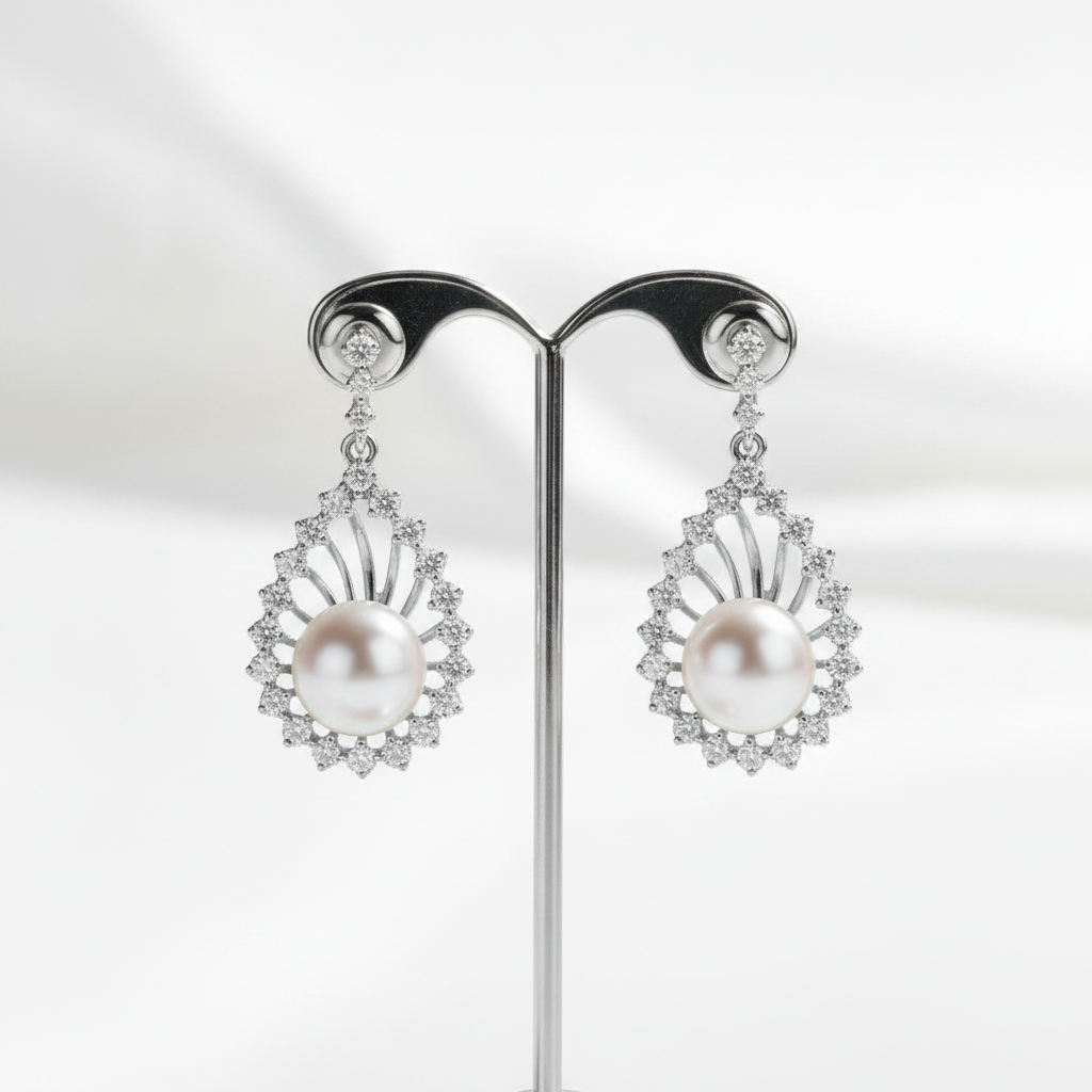 Ethnic Option Pearl Stud Earrings-Black Diamonds New York