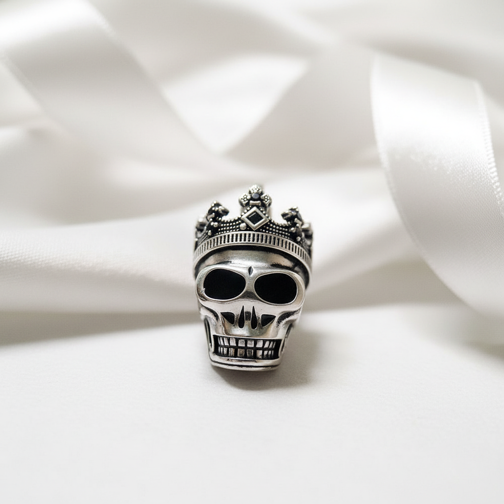 European Option Gothic Skull & Crown Pendant-Black Diamonds New York