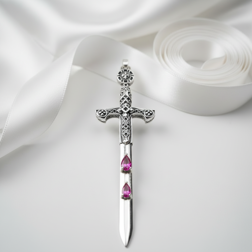 European Style Gothic Sword Link Chain Necklace-Black Diamonds New York