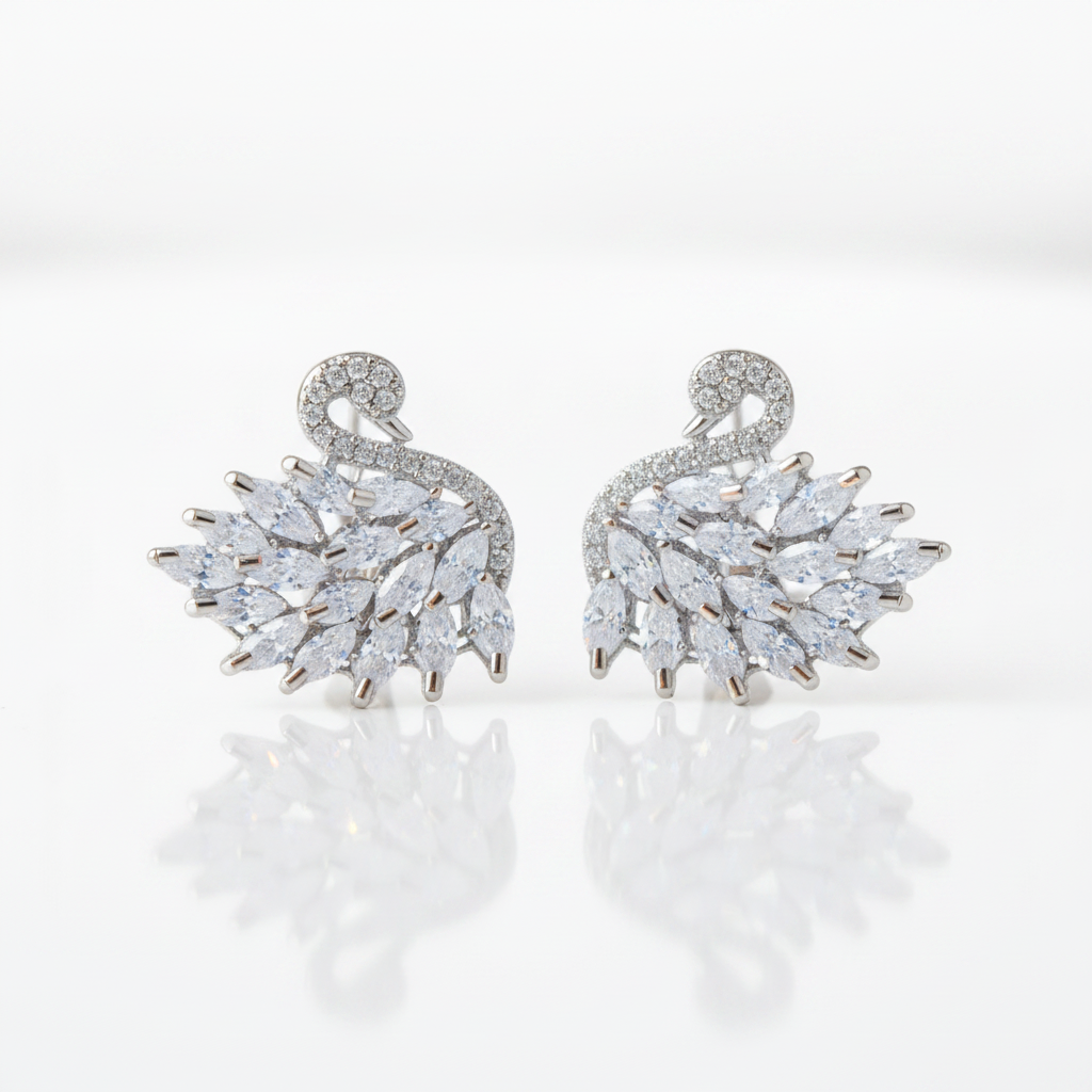 Black Diamond Option Swan Sparkling Earrings-Black Diamonds New York