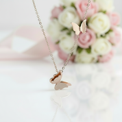 Double Butterfly Flutter Necklace-Black Diamonds New York