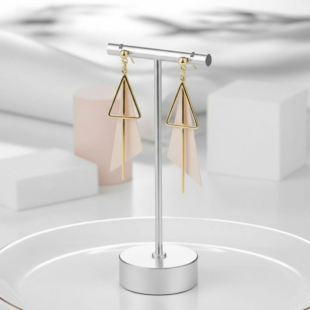 Irregular Geometric Triangle Earrings-Black Diamonds New York