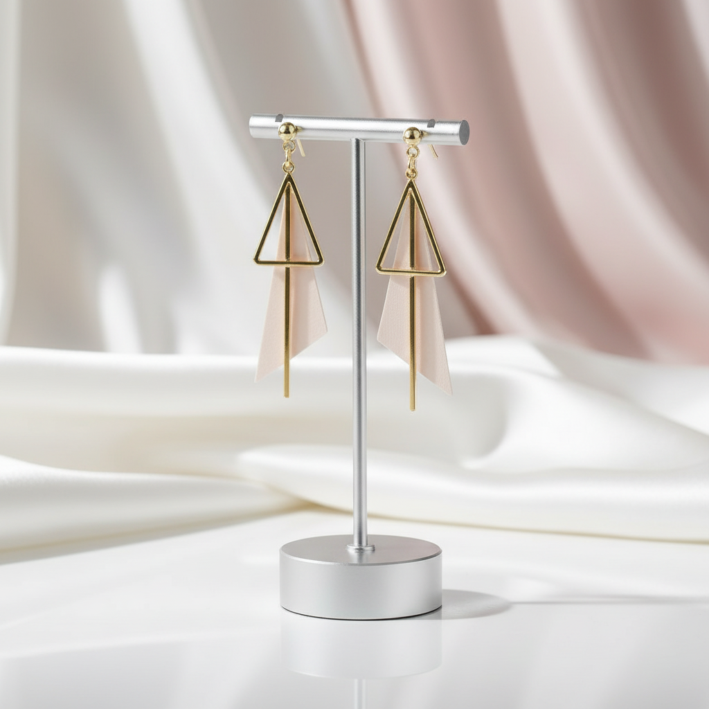 Irregular Geometric Triangle Earrings-Black Diamonds New York