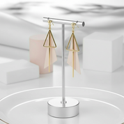 Irregular Geometric Triangle Earrings-Black Diamonds New York