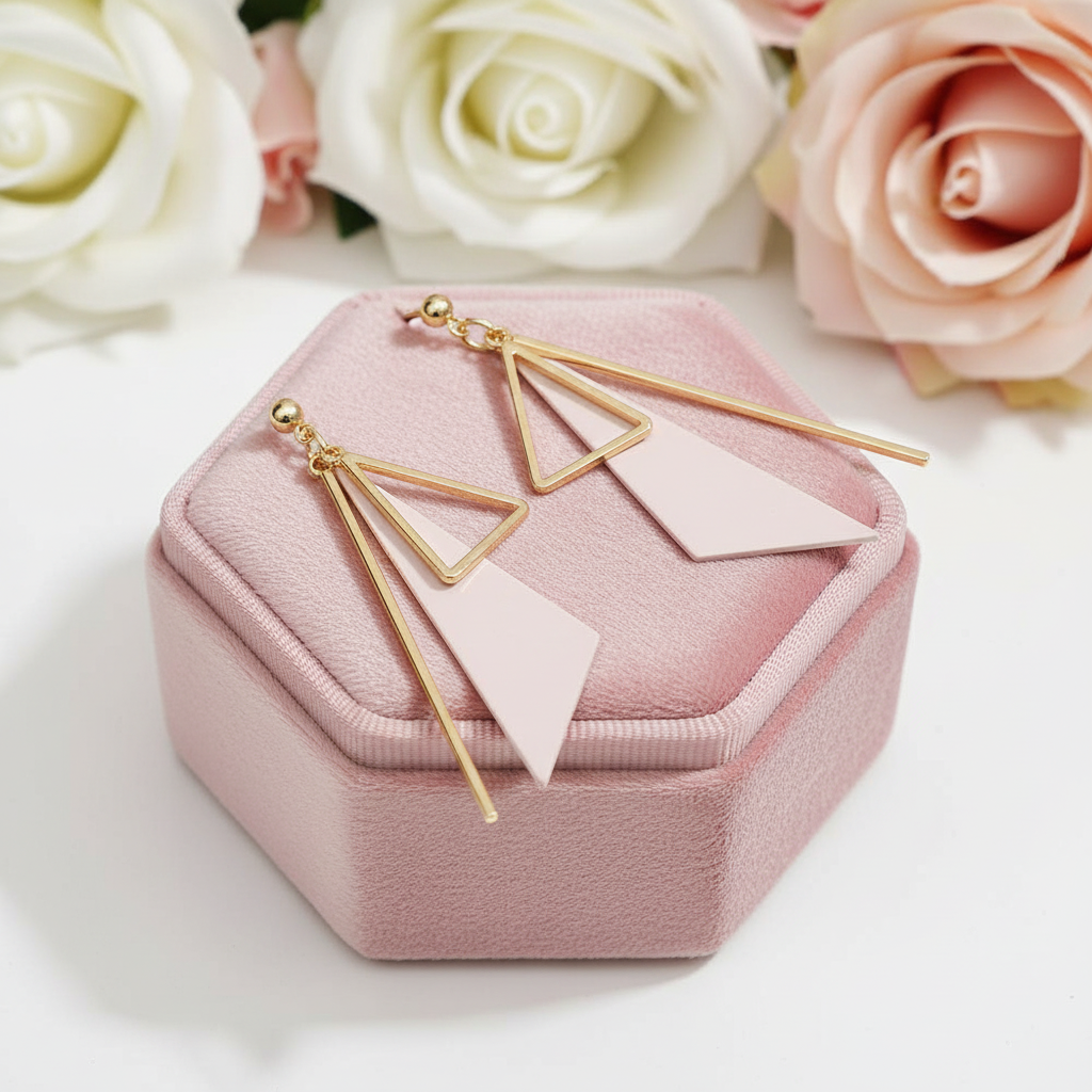 Irregular Geometric Triangle Earrings-Black Diamonds New York