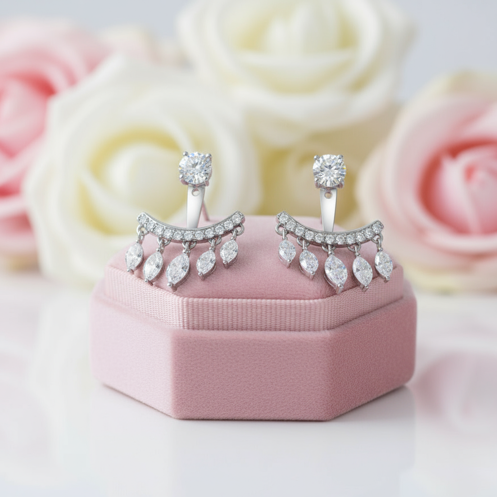 Magical Double Use Water Drip Diamond Tassel Earrings-Black Diamonds New York