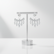 Magical Double Use Water Drip Diamond Option Tassel Earrings-Black Diamonds New York