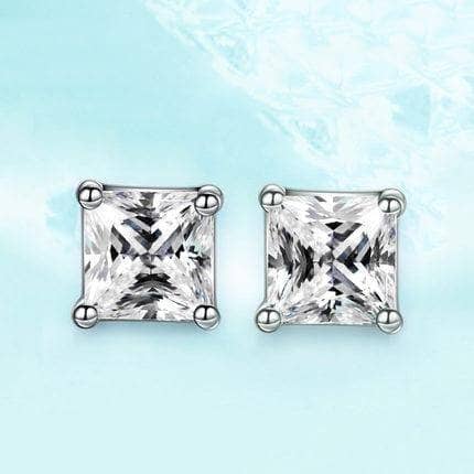 CVD Diamond Princess Cut Shiny Earrings