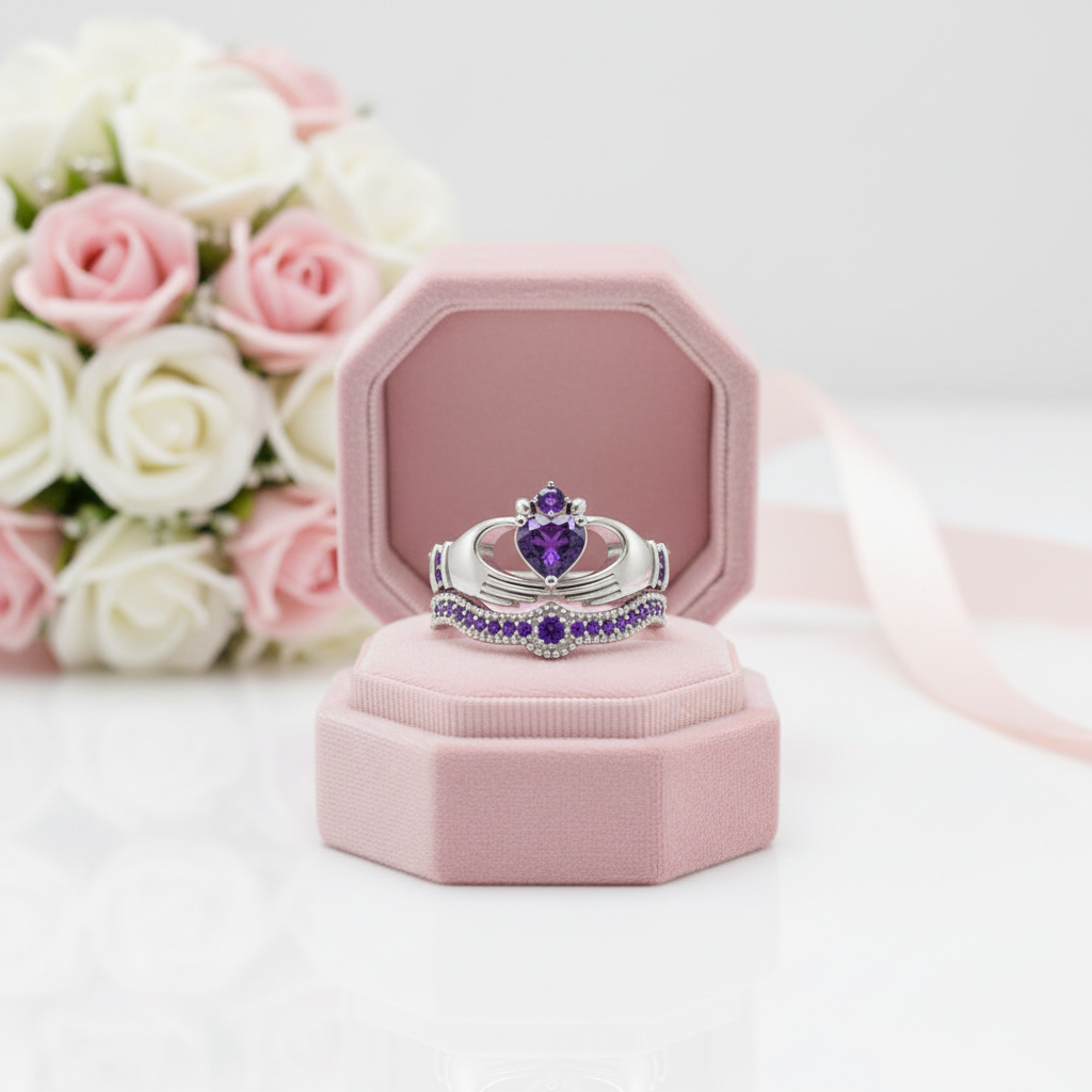 Heart-shaped Purple Diamond Option Love Ring-Black Diamonds New York