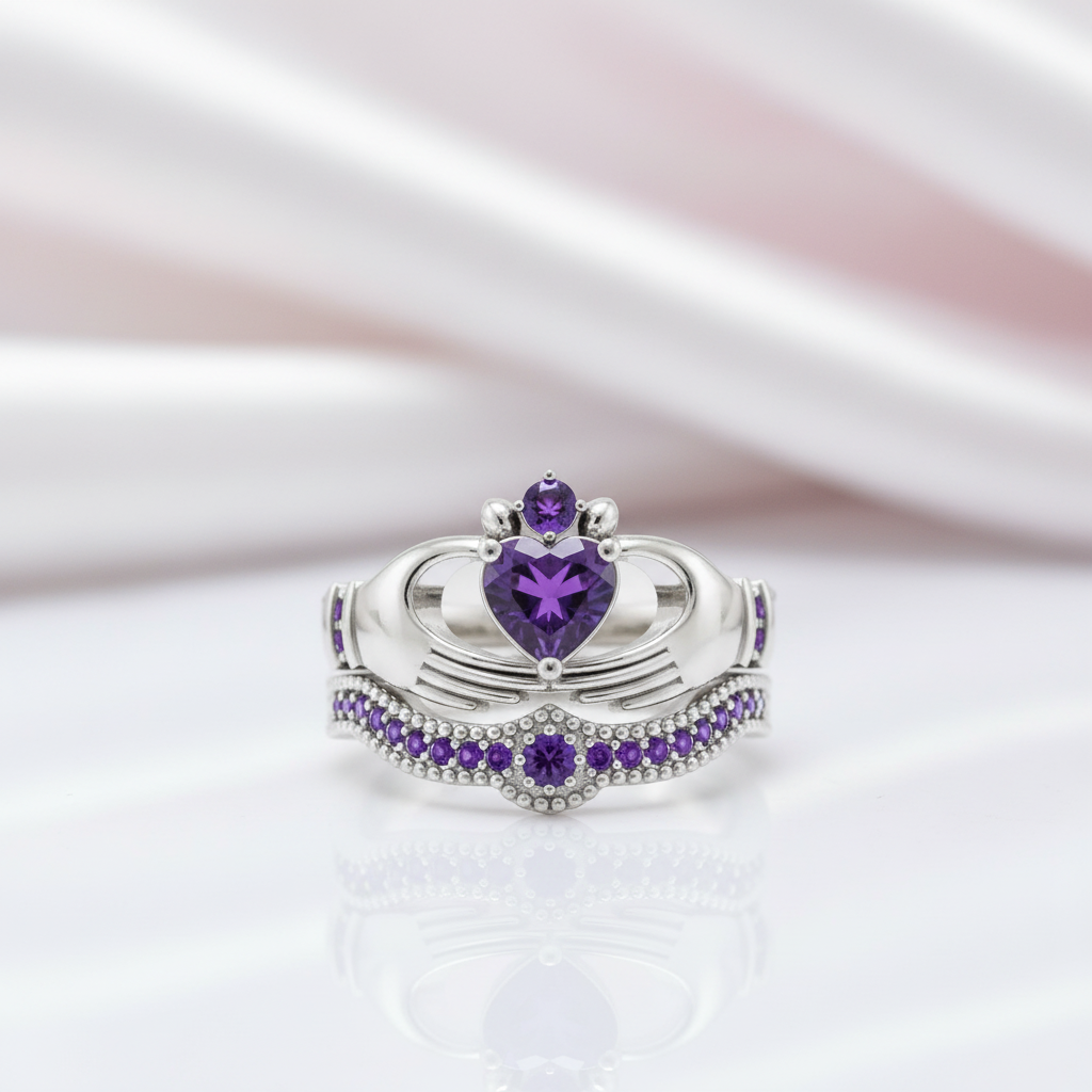 Heart-shaped Purple Diamond Option Love Ring-Black Diamonds New York
