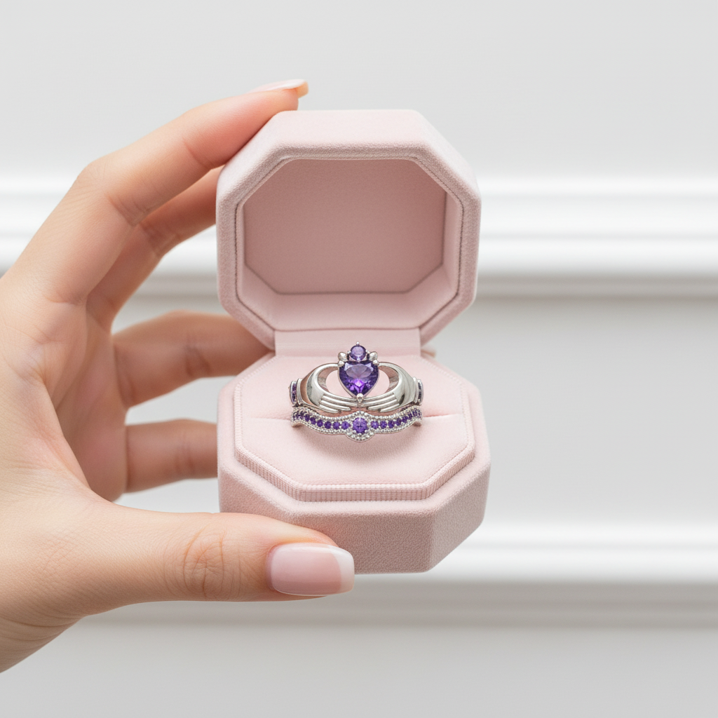 Heart-shaped Purple Diamond Option Love Ring-Black Diamonds New York