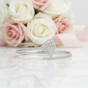 Scalloped Opening Diamond Option Bangle-Black Diamonds New York