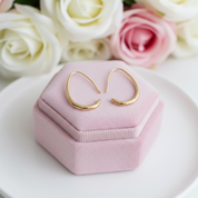 Simple Design of Elliptical Metal Earrings-Black Diamonds New York