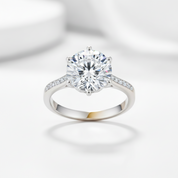 3.5Ct Round Diamond Option Six Prong Shiny Engagement Ring-Black Diamonds New York