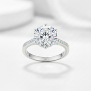 3.5Ct Round Diamond Option Six Prong Shiny Engagement Ring-Black Diamonds New York