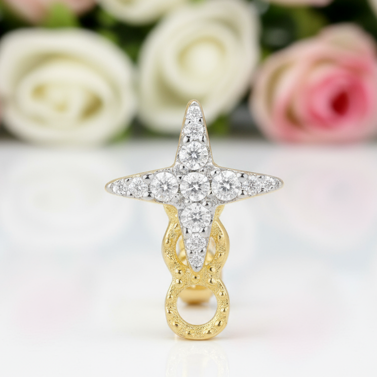 Round Diamond Studded Planet Asymmetric Earrings-Black Diamonds New York