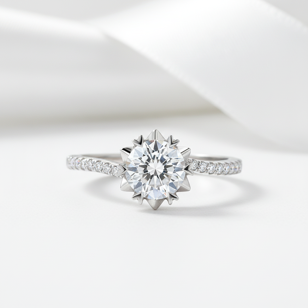 Round Diamond Option Heart Prong Twisting Snowflake Ring-Black Diamonds New York