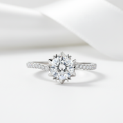 Round Diamond Option Heart Prong Twisting Snowflake Ring-Black Diamonds New York