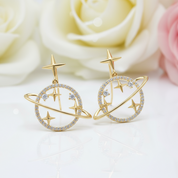 Unique Universe and Stars Diamond Earrings-Black Diamonds New York