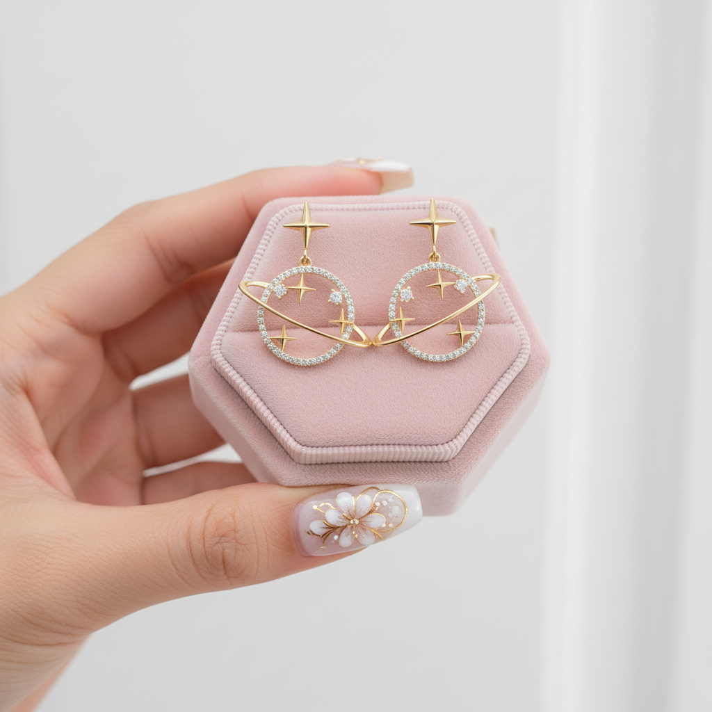 Unique Universe and Stars Diamond Option Earrings-Black Diamonds New York