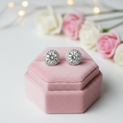 Four Prong Round Diamond Belle Dame Halo Earrings-Black Diamonds New York