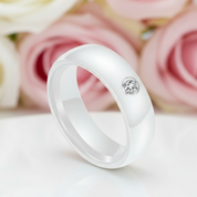 6mm Ceramic Wedding Band with Round Diamond-Black Diamonds New York