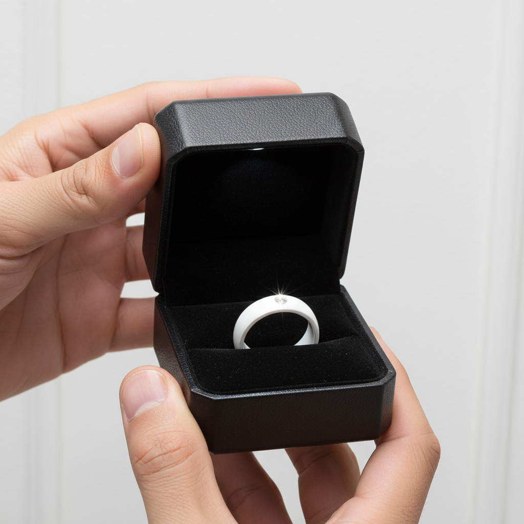 6mm Ceramic Wedding Band with Round Diamond-Black Diamonds New York