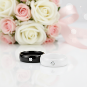6mm Ceramic Wedding Band with Round Diamond-Black Diamonds New York