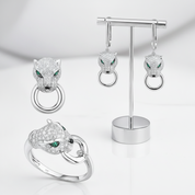 Green Diamond Option Leopard Jewelry Set-Black Diamonds New York