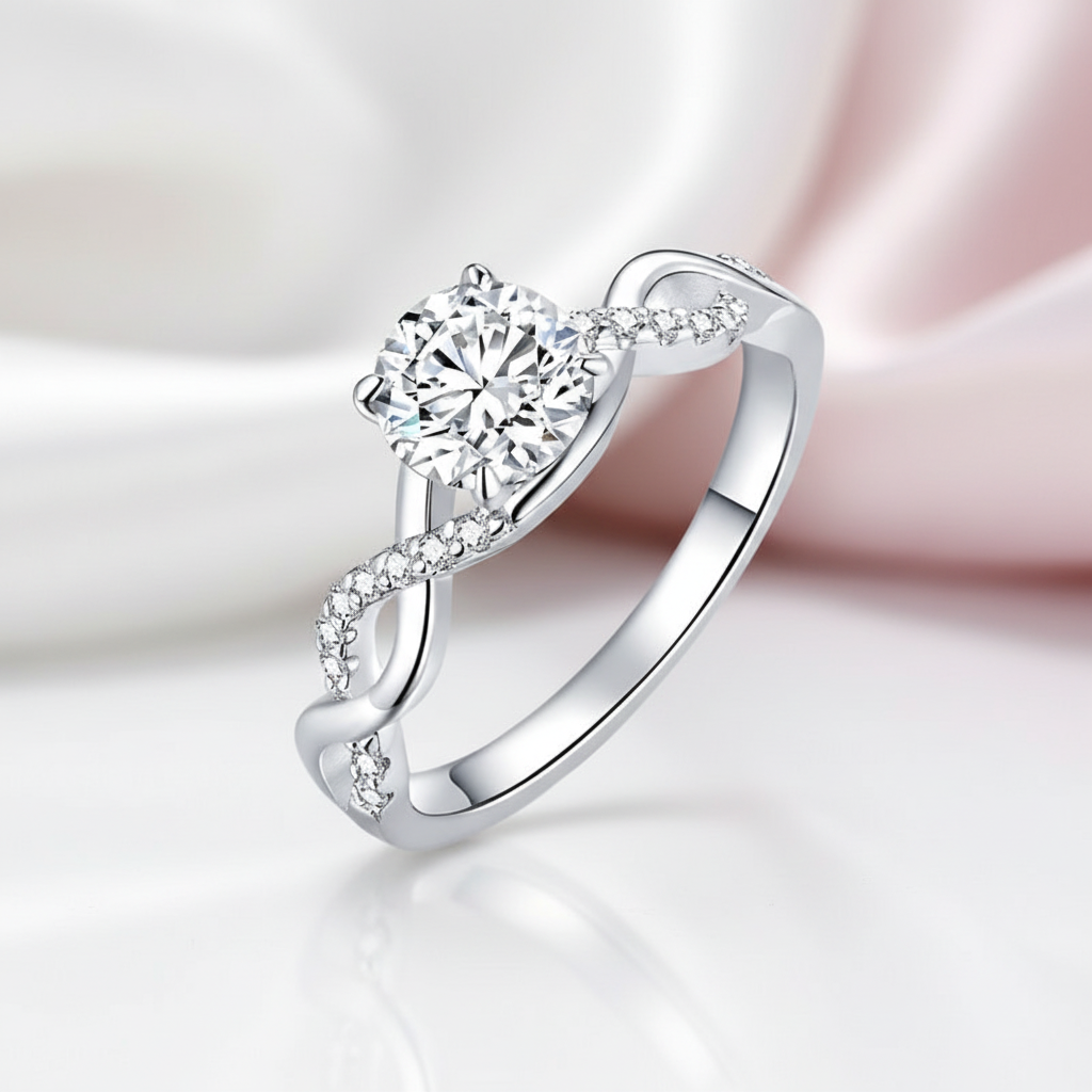 Unique Infinity Diamond Option Twisted Band Engagement Ring-Black Diamonds New York