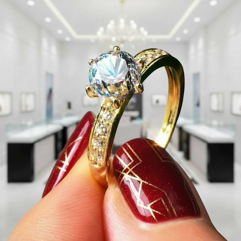 Exquisite 10k Solid Gold 1.2 Ct Diamond Option Engagement Ring-Black Diamonds New York