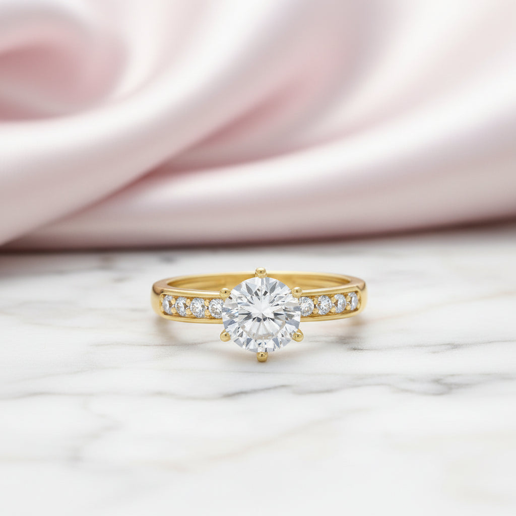 Exquisite 10k Solid Gold 1.2 Ct Diamond Option Engagement Ring-Black Diamonds New York
