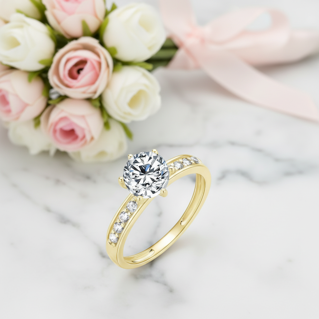 Exquisite 10k Solid Gold 1.2 Ct Diamond Option Engagement Ring-Black Diamonds New York