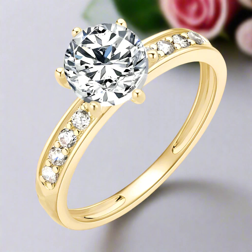 Exquisite 10K Solid Gold 1.2 Ct Diamond Engagement Ring-Black Diamonds New York