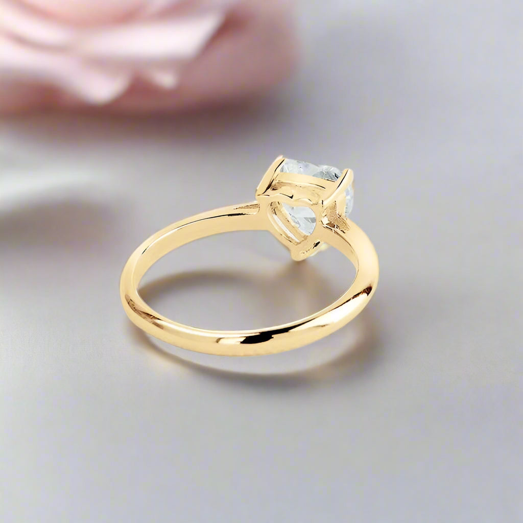 Exquisite 10k Yellow Gold Heart Diamond Solitaire Engagement Ring-Black Diamonds New York