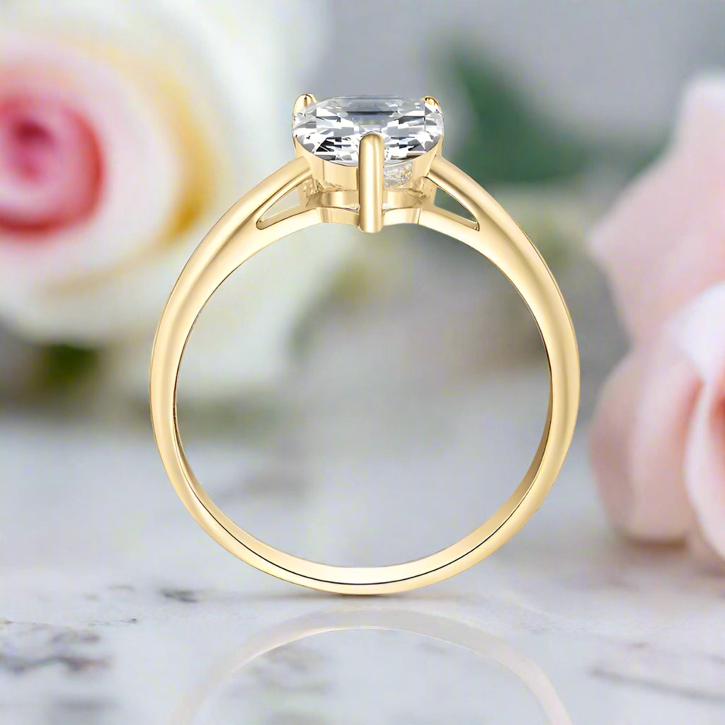 Exquisite 10k Yellow Gold Heart Diamond Solitaire Engagement Ring-Black Diamonds New York