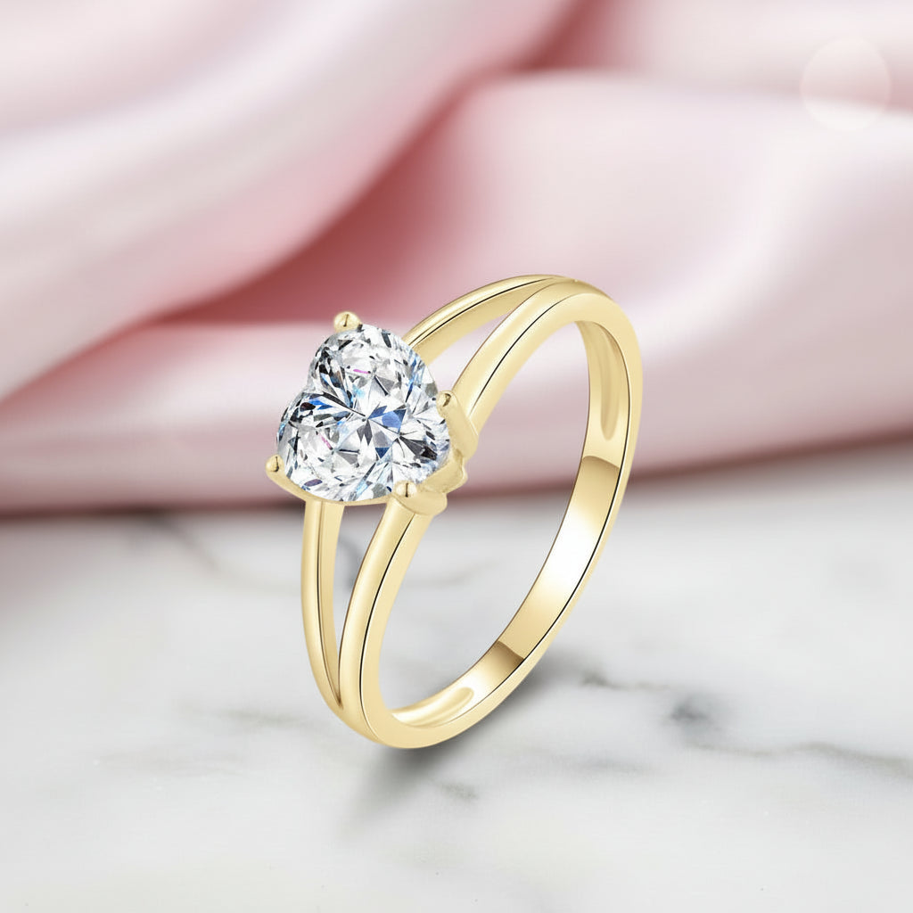 Exquisite 10k Yellow Gold Heart Diamond Option Solitaire Engagement Ring-Black Diamonds New York
