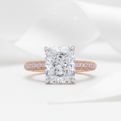 Exquisite 4.0 Carat Radiant Cut Engagement Ring with Pink Side-Stone-Black Diamonds New York