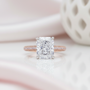 Exquisite 4.0 Carat Radiant Cut Engagement Ring with Pink Side-Stone-Black Diamonds New York