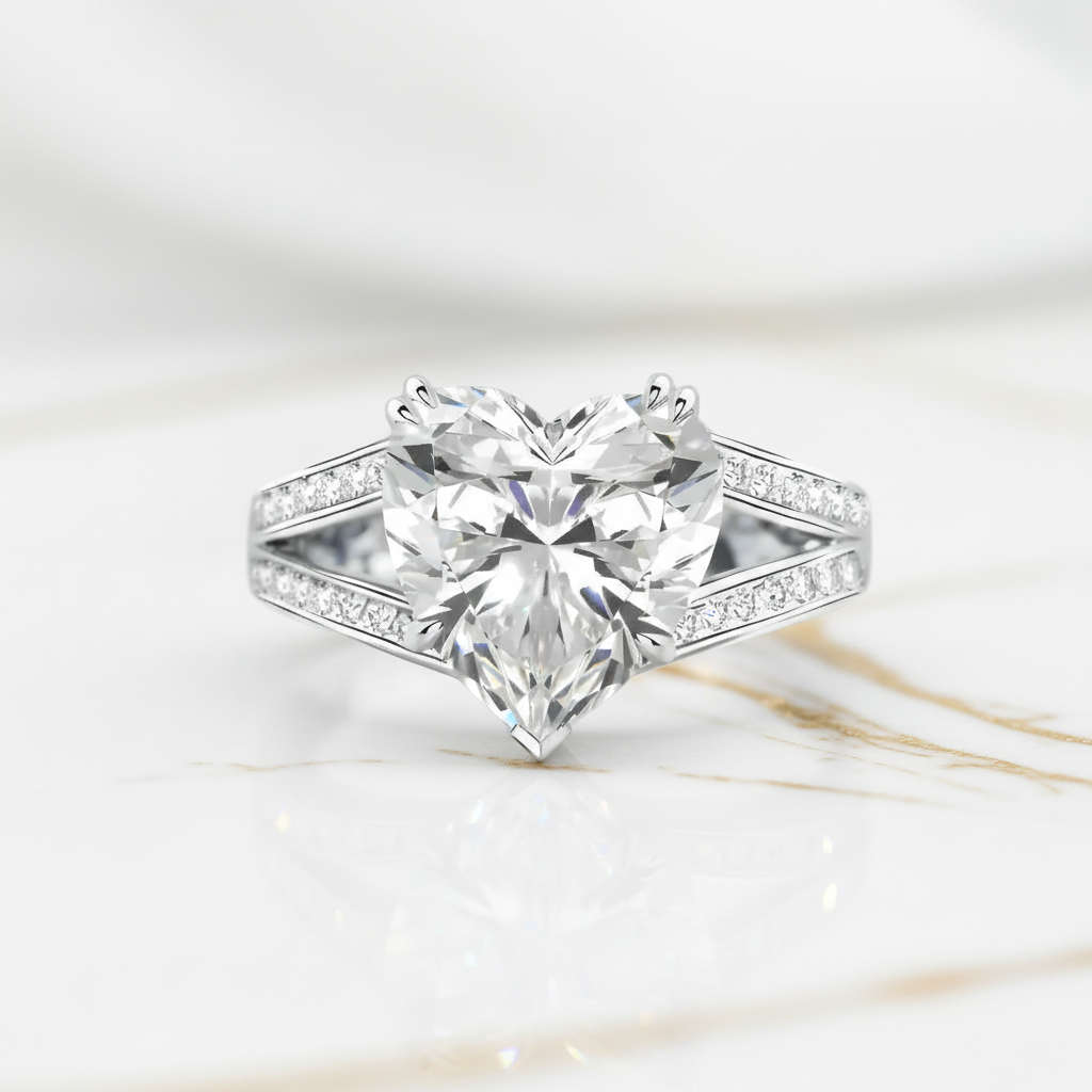 Exquisite 5.0 Carat Heart Cut Engagement Ring-Black Diamonds New York