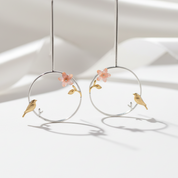 Exquisite Bird in a Jungle Dangle Earrings-Black Diamonds New York
